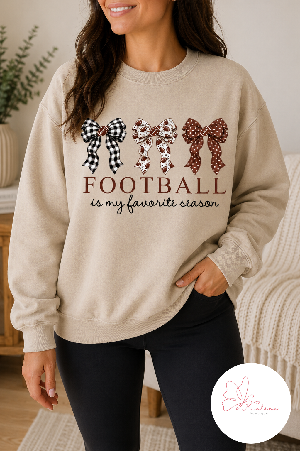 Football Is My Favorite Season Bow Graphic