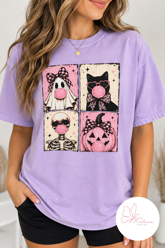 Pink Bubblegum Spooky Crew Halloween Graphic