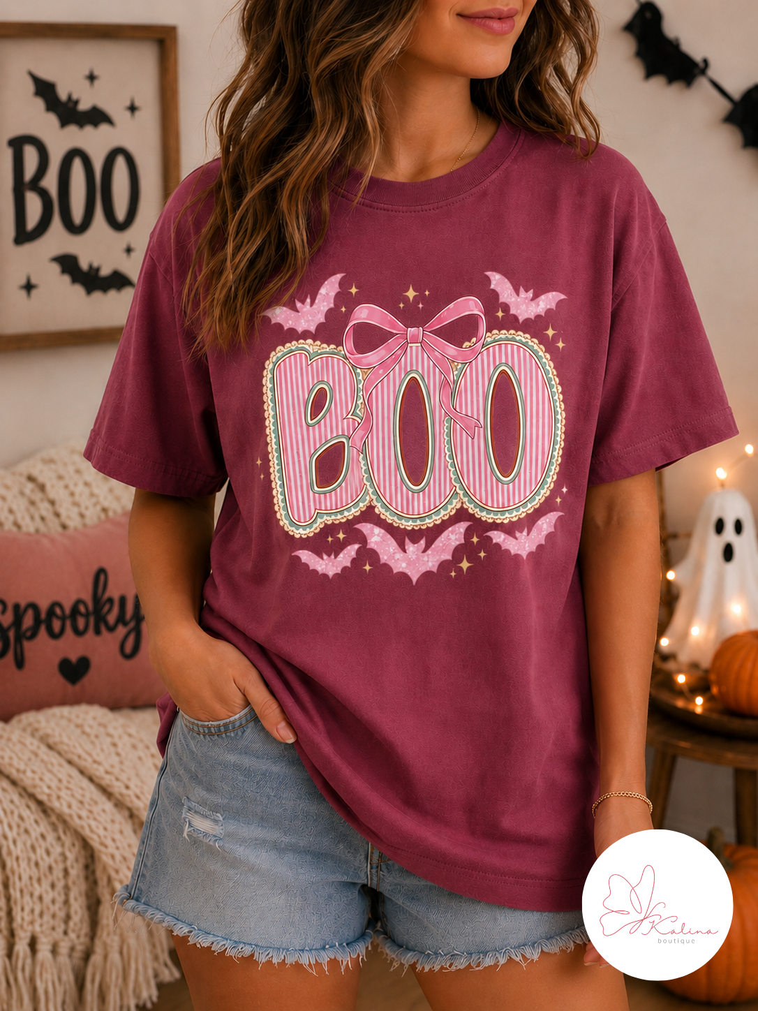 Pink Coquette BOO Halloween Graphic Tee