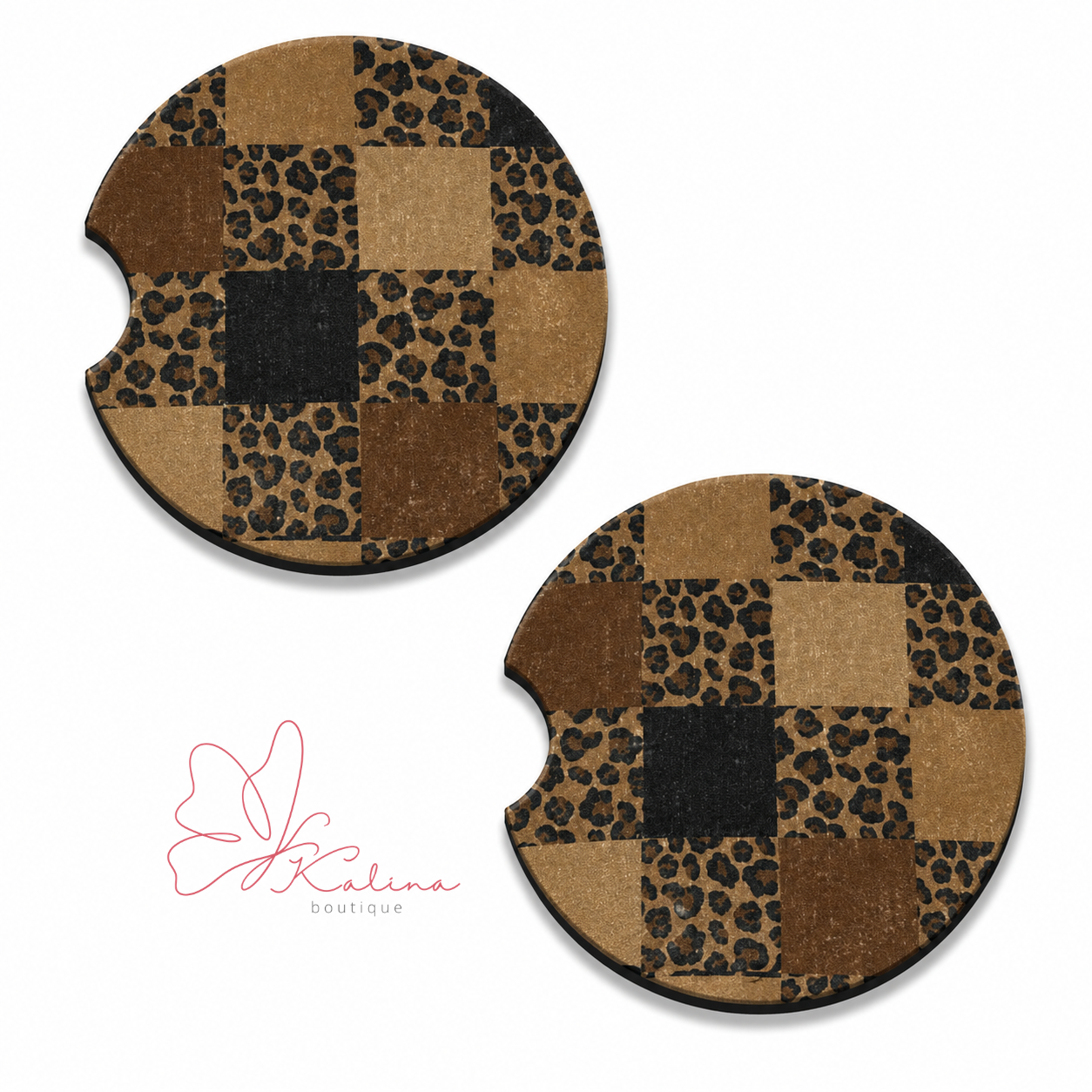 Cheetah Block Print Car Coasters