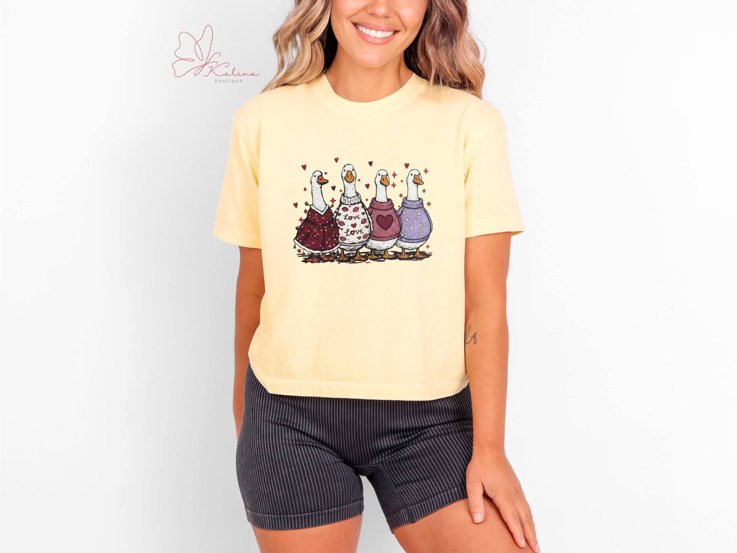 Flocking In Love Crop Tee