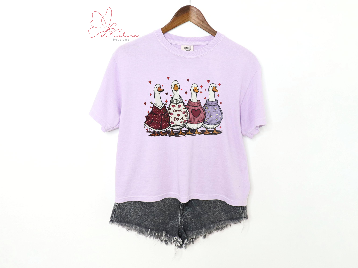 Flocking In Love Crop Tee