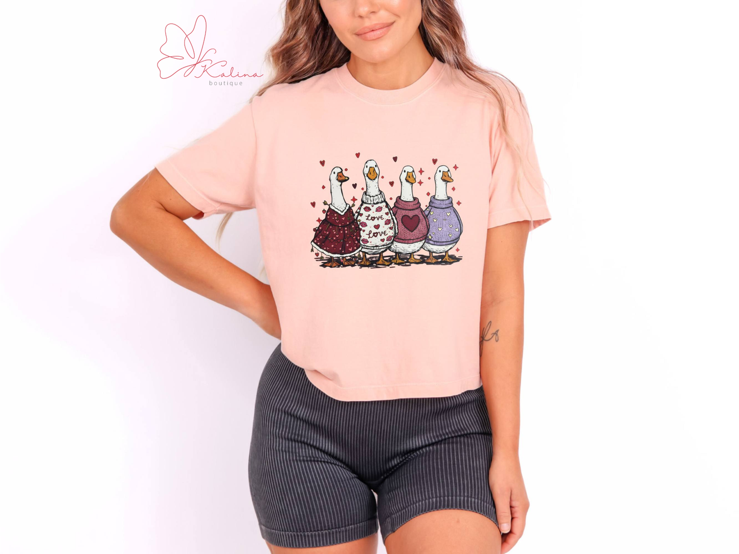 Flocking In Love Crop Tee