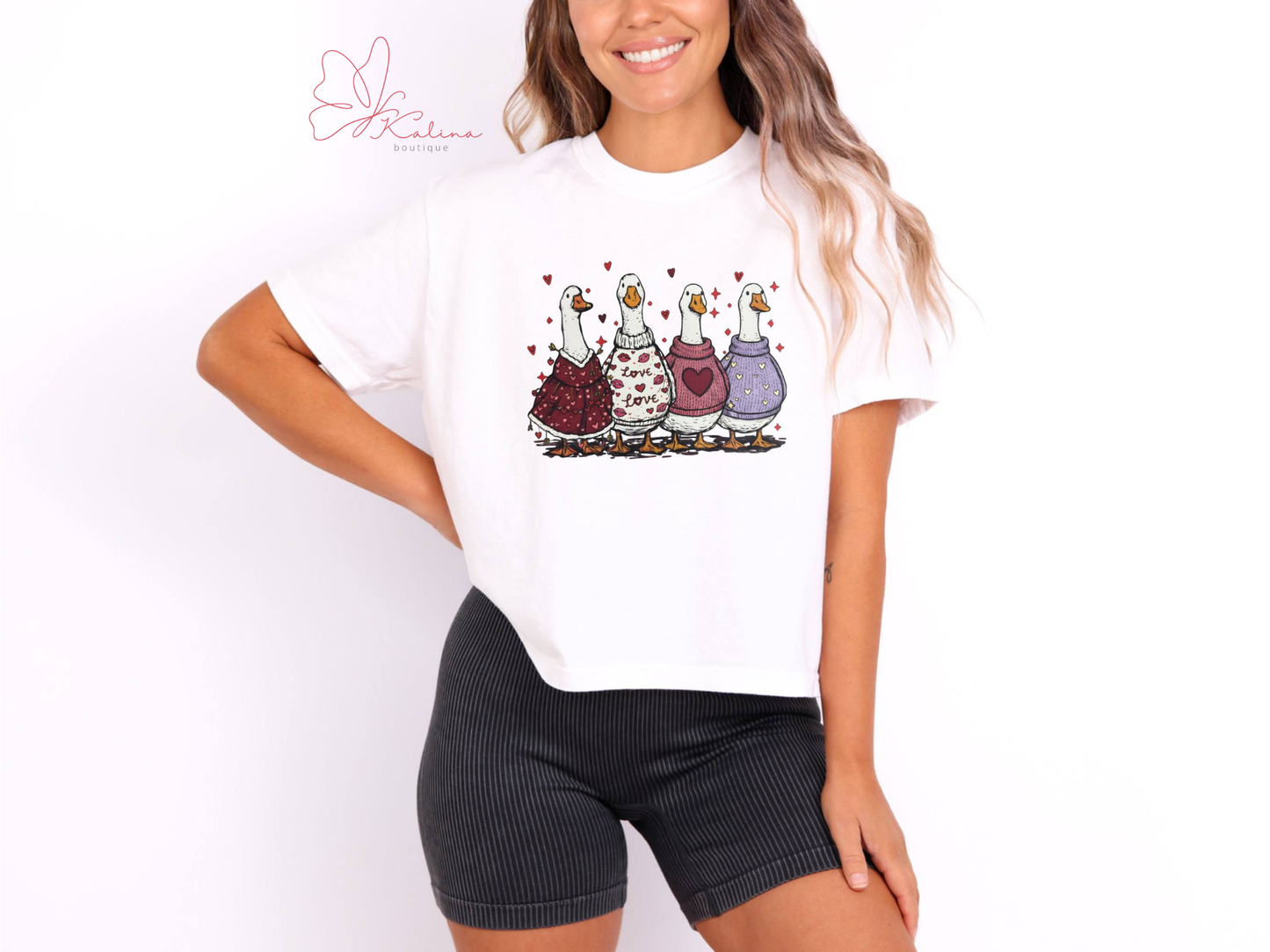 Flocking In Love Crop Tee