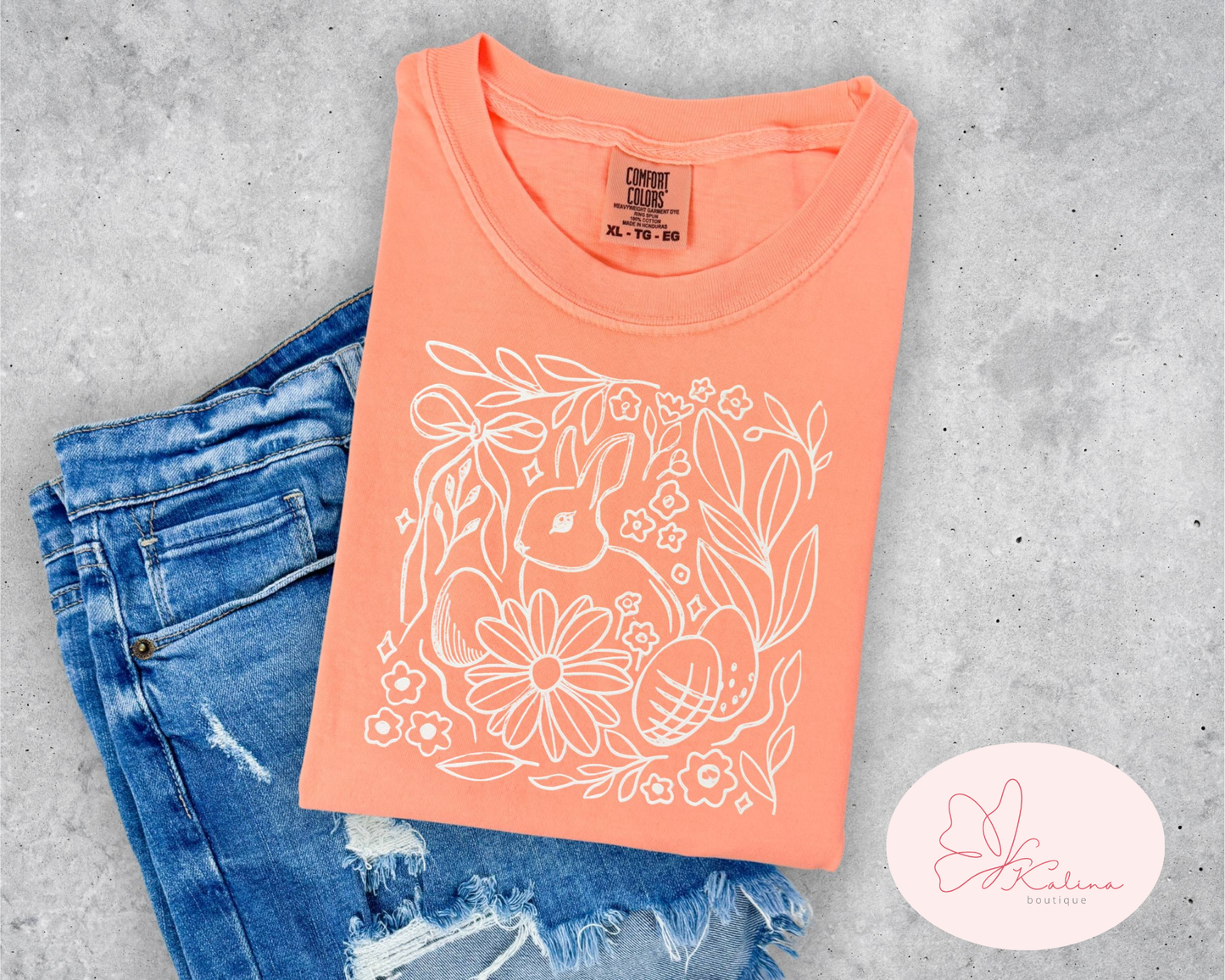 Floral Bunny Graphic Tee – Spring Edition