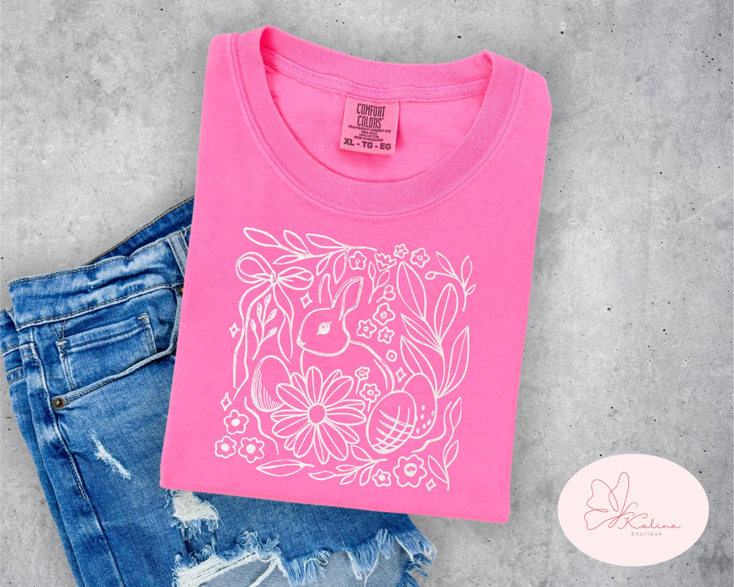 Floral Bunny Graphic Tee – Spring Edition