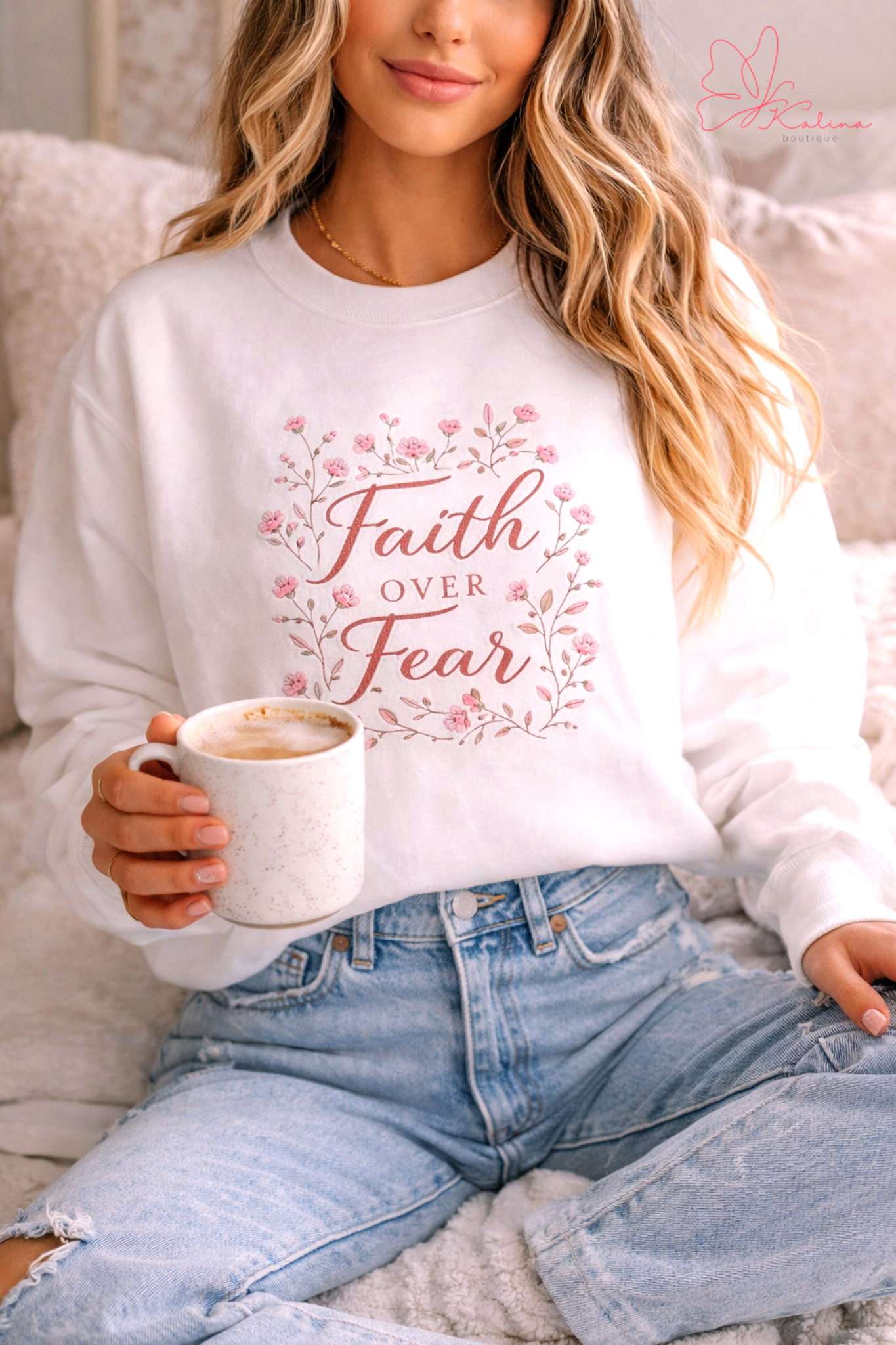 Faith Over Fear Floral Sweatshirt