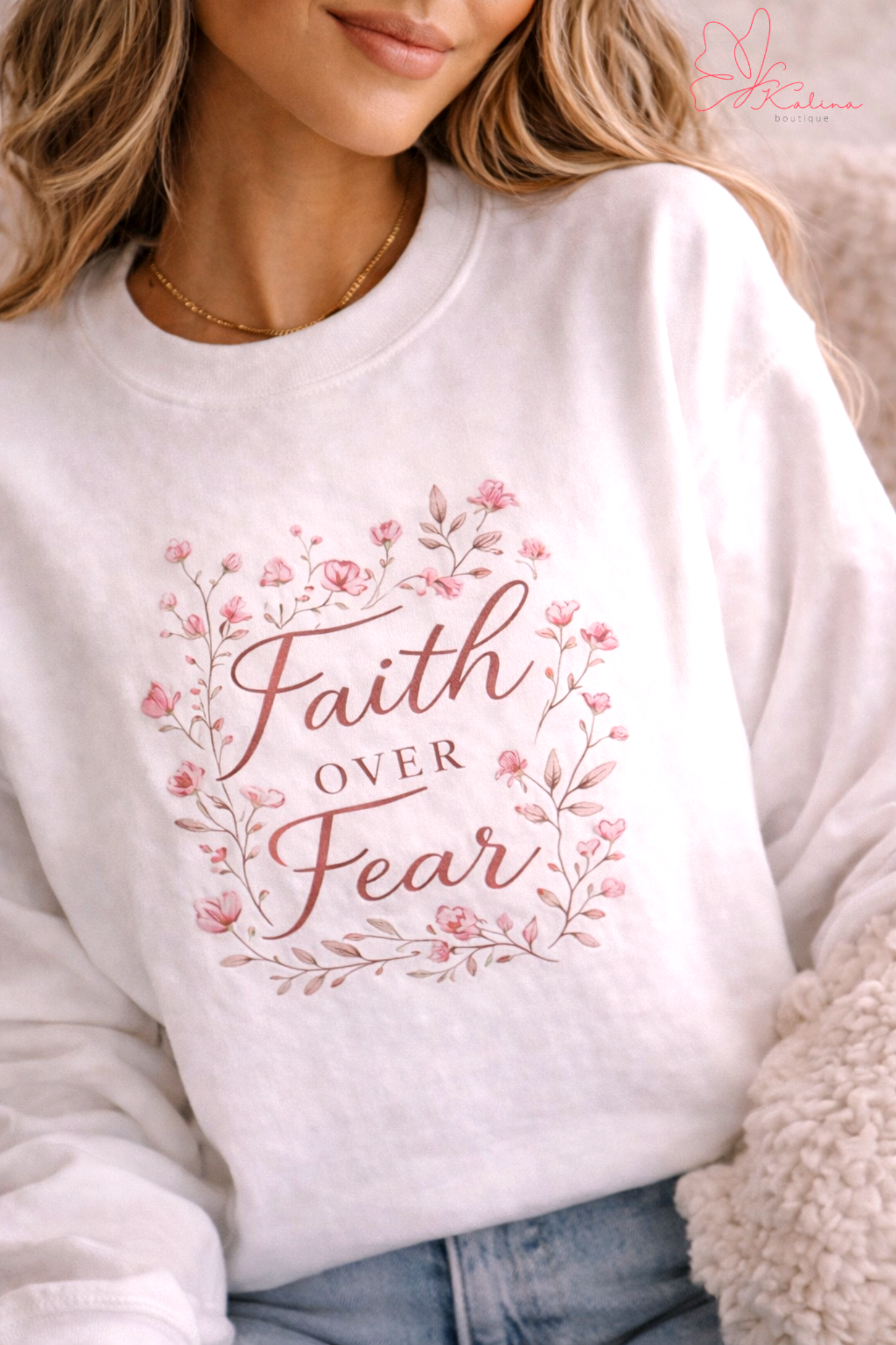 Faith Over Fear Floral Sweatshirt