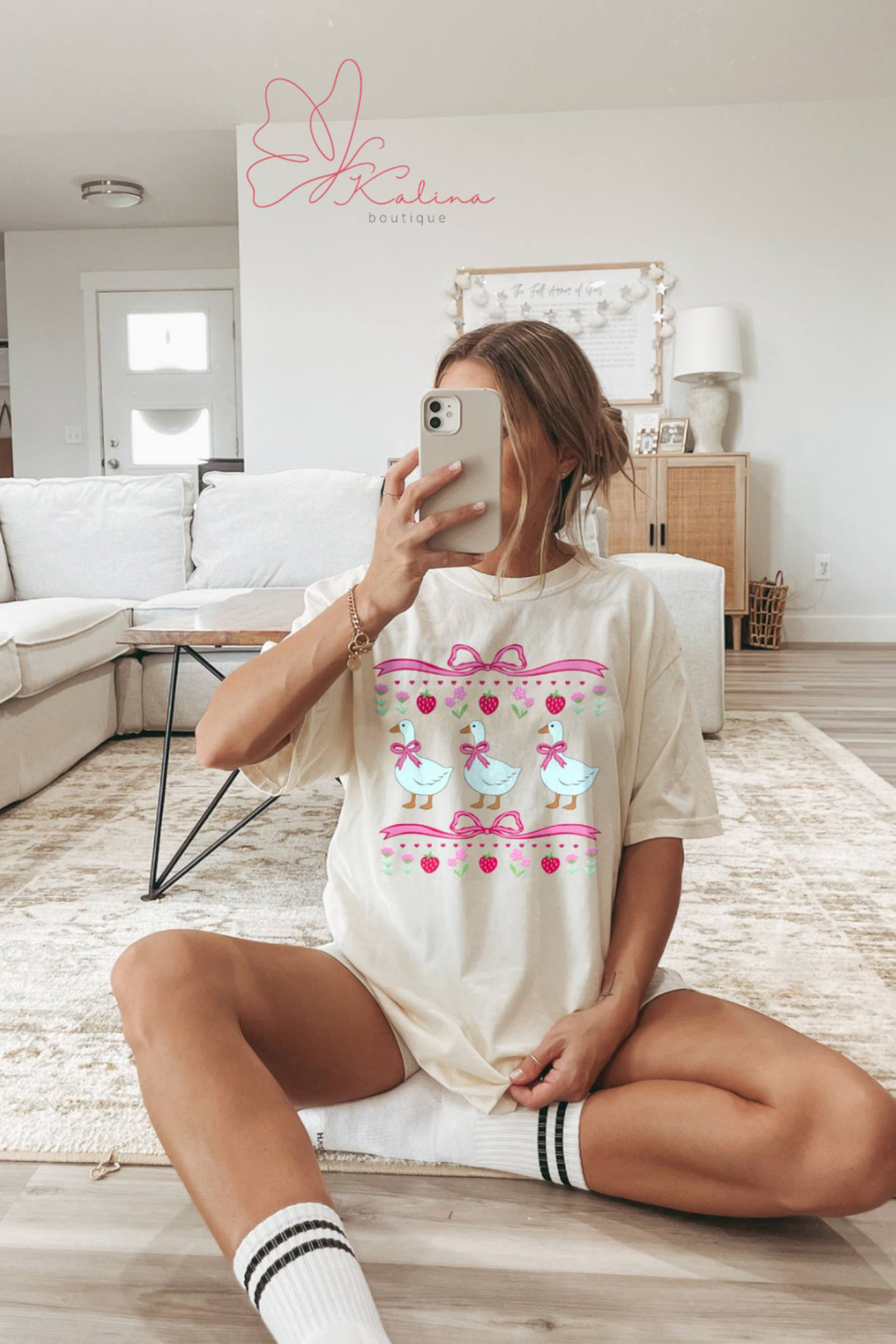 Sweet Goose & Strawberry Graphic Tee