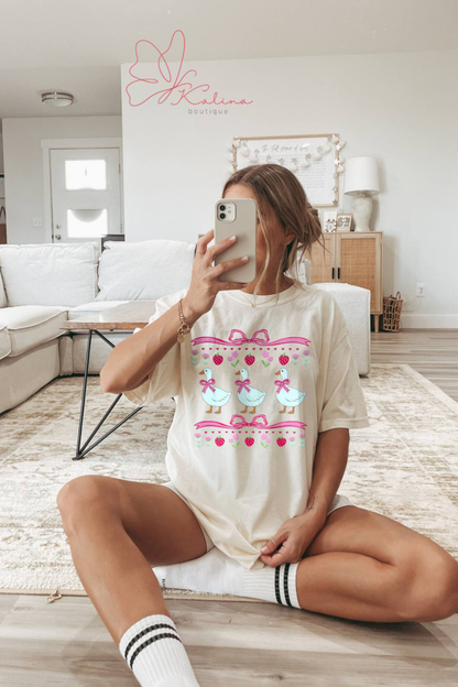 Sweet Goose & Strawberry Graphic Tee